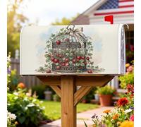 Copertura magnetica per cassetta postale per uccelli, rustica vintage con fragole e foglie, copertura per cassetta della posta verde estiva per esterni, decorazione da cortile, 45,7 x 53,7 cm