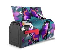 Copertura magnetica per cassetta postale riutilizzabile impermeabile con stampa di farfalle e fiori viola per una facile identificazione delle cassette postali