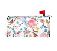 Copertura magnetica per cassetta postale, romantica, fantasia floreale, con stampa di uccelli e farfalle, durevole ed elegante, impermeabile, facile da installare per tutte le stagioni