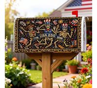 Copertura magnetica per cassetta postale scheletrata, cappello con bandiera patriottica festiva per il giorno dell'indipendenza, copertura nera per cassetta delle lettere per decorazione del prato 53