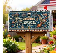 Copertura magnetica per cassetta postale scheletrata, motivo natalizio patriottico con fuochi d'artificio per il giorno dell'indipendenza, copertura blu per cassetta della posta per decorare la casa e