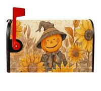 Copertura magnetica per cassetta postale spaventapasseri, autunnale, rustico, con cappello di girasole giallo, copertura per cassetta postale, decorazione per porta d'ingresso, 45,7 x 53,7 cm