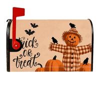 Copertura magnetica per cassetta postale spaventapasseri, copertura per cassetta della posta di Halloween, rustica, zucca, pipistrelli, Halloween, decorazione per porta d'ingresso, 45,7 x 53,7 cm