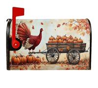 Copertura magnetica per cassetta postale Turchia, copertura per cassetta postale del Ringraziamento rustica con zucca, carro autunnale, arancione, decorazione per esterni, 45,7 x 53,7 cm