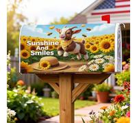 Copertura magnetica per cassette postali a forma di capra, rustica, girasole, crisantemo, estate, giallo, stagionale, decorazione per la casa e il giardino, 45,7 x 53,3 cm
