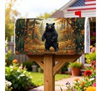 Copertura magnetica per cassette postali a forma di orso, stile rustico, ispirate alla natura, alberi e foglie verdi autunnali, per decorare la casa e il giardino, 45,7 x 53,7 cm