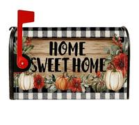 Copertura magnetica per cassette postali a forma di zucca, copertura per cassetta postale in legno rustico con fiori autunnali arancioni, per decorazione del cortile anteriore, 45,7 x 53,7 cm