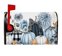 Copertura magnetica per cassette postali a forma di zucca, copertura per cassetta postale rustica con fiori autunnali blu stagionali per decorazione da giardino e cortile, 53 x 64 cm