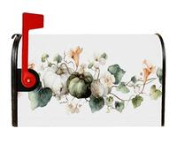 Copertura magnetica per cassette postali a forma di zucca, copertura stagionale per cassetta postale rustica con fiori di vite, verde autunnale, per decorazione da cortile, 45,7 x 53,7 cm