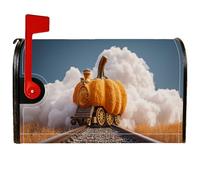 Copertura magnetica per cassette postali a forma di zucca, fantasiose nuvole con treno e nuvole autunnali, per esterni, giardino, cortile, decorazione, 53 x 64 cm