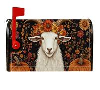 Copertura magnetica per cassette postali con capra, copertura per cassetta postale stagionale autunnale con fiori rustici, zucche, colore nero, decorazione per giardino, patio, 53 x 64 cm