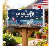 Copertura magnetica per cassette postali con lago, per esterni, barca a vela Adirondack, copertura estiva per cassette postali per esterni, decorazione per cortile, 53 x 64 cm