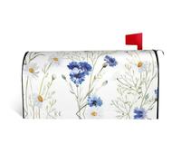 Copertura magnetica per cassette postali con stampa di fiori selvatici e fiordalisi, resistente ed elegante, impermeabile, facile da installare per tutte le stagioni