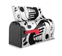 Copertura magnetica per cassette postali con stampa di note musicali in bianco e nero e impermeabile, riutilizzabile per identificare le cassette postali