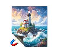 Copertura magnetica per lavastoviglie, 66 x 58,4 cm, impermeabile, con paesaggio paesaggistico, adesivo magnetico, per giardino, foresta, città, faro, cabina, decorativo, per uso domestico (#5)