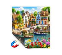 Copertura magnetica per lavastoviglie, 66 x 58,4 cm, impermeabile, con paesaggio paesaggistico, adesivo magnetico, per giardino, foresta, città, faro, cabina, decorativo, per uso domestico (#8)