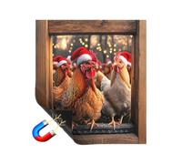 Copertura magnetica per lavastoviglie a forma di gallo, 66 x 58,4 cm, adesivo rustico con polli, stile legno, stile vintage, pannello decorativo, riutilizzabile, impermeabile, decorazione da cucina