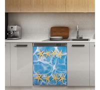 Copertura magnetica per lavastoviglie a forma di stella marina estiva, bordo dell'oceano magnetico decorativo pannello magnetico per frigorifero, cucina, porta, 58,4 x 66 cm