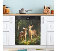 Copertura magnetica per lavastoviglie con cervo dalla coda bianca B per porta anteriore, grande decorazione in metallo per cucina e lavastoviglie, adesivo decorativo magnetico per frigorifero, 58 x 66