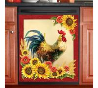 Copertura Magnetica Per Lavastoviglie Con Gallo Colorato E Girasoli