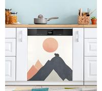 Copertura magnetica per lavastoviglie con montagne e sole, per porta anteriore, grande decorazione in metallo per cucina e lavastoviglie, adesivo decorativo magnetico per frigorifero, 58 x 66 cm