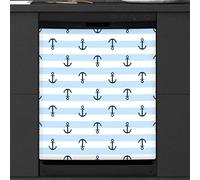 Copertura magnetica per lavastoviglie con motivo a strisce di ancoraggio Ocean Sea Front Lavastoviglie per frigorifero decorazione cucina porta adesivo magnetico, 58,4 x 66 cm
