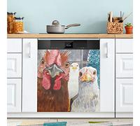 Copertura magnetica per lavastoviglie Coperchio magnetico decorativo per lavastoviglie Coperture per la porta del frigorifero anteriore copre tre pollo look alla fotocamera