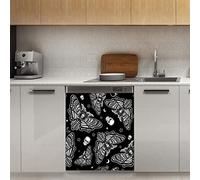 Copertura magnetica per lavastoviglie esoterico con teschio di falena, magnete magnetico per decorazione di Halloween, per frigorifero, cucina, porta, 58,4 x 66 cm