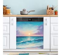 Copertura magnetica per lavastoviglie Sole e Mare per porta anteriore, grande metallo decorativo cucina pannello lavastoviglie decalcomania frigorifero adesivo decorativo magnetico 58 x 66 cm