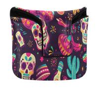 Copertura magnetica per putter a mazza quadrata, per uomini e donne, in pelle PU, impermeabile, con scheletro umano