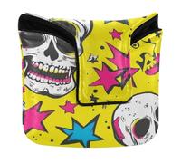 Copertura magnetica per putter da golf quadrata, per mazze e mazze quadrate in pelle PU impermeabile, teschio anime, stile cartone animato, Halloween