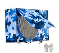 Copertura mimetica per condizionatore d'aria, impermeabile, per esterni, con rete di ventilazione, tessuto Oxford 600D per una vestibilità sicura, protezione tutto l'anno (blu, 100 x 70 x 36 cm)