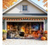 Copertura mistica per porta del garage di Halloween, calderone vintage, grande decorazioni per porte del garage, decorazione per interni ed esterni, sfondo per feste autunnali, 390 x 180 cm