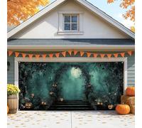 Copertura mistica per porta del garage di Halloween, foresta incantata, grande decorazione per porte del garage, spettrale decorazione per interni ed esterni per feste autunnali, 390 x 180 cm