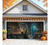 Copertura mistica per porta del garage di Halloween, grande decorazione per porte del garage, decorazione autunnale per interni ed esterni, decorazione per feste autunnali, 390 x 180 cm