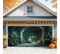 Copertura mistica per porta del garage di Halloween, scena gotica scura del castello grande decorazioni per porte del garage, spettrale decorazione per interni ed esterni per feste autunnali, 390 x