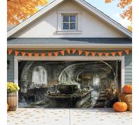 Copertura mistica per porta del garage, grande decorazione di Halloween per esterni e interni, decorazione per feste autunnali, 390 x 180 cm