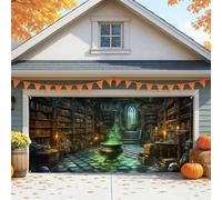 Copertura mistica per porta del garage, grande decorazione di Halloween per interni ed esterni, decorazione per feste autunnali, 390 x 180 cm