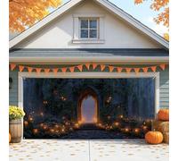 Copertura mistica per porta del garage, grande zucca sentiero decorazioni per porte del garage, decorazione per interni ed esterni per feste autunnali di Halloween, 390 x 180 cm