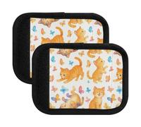Copertura morbida per maniglia della borsa, motivo: gattini e farfalle, con colori ad acquerello, Giocoso Acquerello Kittens Farfalle, Set of 4