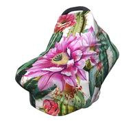 Copertura multiuso per allattamento, motivo acquerello tropicale con cactus e piante floreali in stile cartone animato come stampa, coprisedile per auto per bambini, morbido e traspirante, essenziale