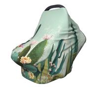 Copertura multiuso per allattamento, motivo: piante grasse tropicali, deserto, acquerello, fiori selvatici, copertura per seggiolino auto per bambini, morbida e traspirante, essenziale per