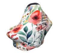 Copertura multiuso per allattamento per bambini, motivo: fiori ad acquerello e piante verdi, copertura per seggiolino auto per bambini, morbida e traspirante, essenziale per l'allattamento al seno per