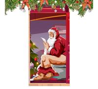 Copertura natalizia per la porta d'ingresso - Avvolgimento festivo per l'ingresso di Babbo Natale, grande striscione decorativo per la casa, il portico, la parete del dormitorio della scuola, il corri