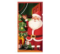 Copertura natalizia per la porta d'ingresso - Avvolgimento festivo per l'ingresso di Babbo Natale, grande striscione decorativo per la casa, il portico, la parete del dormitorio della scuola, il corri