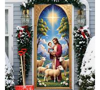 Copertura natalizia per porte Tenda Striscione per porta d'ingresso Sfondo Striscione da appendere Poster Segnaletica Decorazioni natalizie e di Capodanno 35,43 pollici x 78.74 pollici