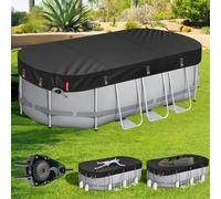 Copertura ovale per piscina, 20 x 4 m, antivento e resistente agli strappi, cricchetto brevettato a serraggio rapido, anelli portanti, design durevole per piscine fuori terra