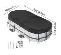Copertura ovale per piscina compatibile con piscine fuori terra, con materiale resistente alle intemperie e accessori sicuri per proteggere la piscina da detriti e umidità durante tutto l'anno (549 x