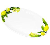 Copertura ovale piatto da portata in ceramica italiana nel limone Design, Piatto da portata ca. 34 x 19 cm