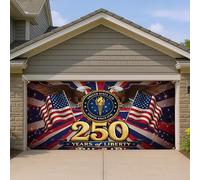 Copertura patriottica per porta del garage, design audace aquila, rosso e stelle e strisce, decorazione per il giorno dell'indipendenza per esterni, 390 x 180 cm